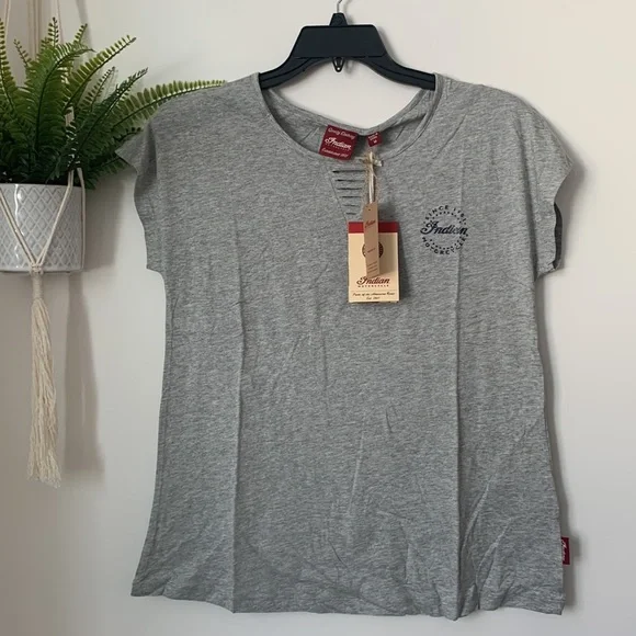 NWT Indian Motercycle Gray Circle Diamante T-Shirt - Picture 4 of 10